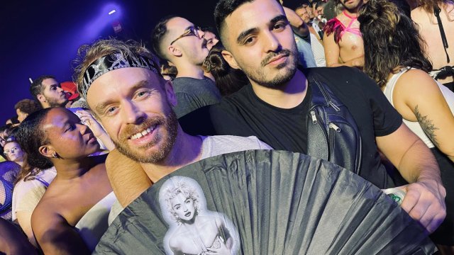 Article thumbnail: Gary Nunn (L) at the Madonna concert (Photo: Supplied)