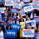 Article thumbnail: Conservative supporters posing with then-prime minister Rishi Sunak (Photo by BENJAMIN CREMEL/POOL/AFP via Getty Images)