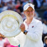 Article thumbnail: LONDON, ENGLAND - JULY 13: Barbora Krejcikova of the Czech Republic poses with the Venus Rosewater Dish after beating Jasmine Paolini of Italy in the final of the women's singles during day thirteen of The Championships Wimbledon 2024 at All England Lawn Tennis and Croquet Club on July 13, 2024 in London, England. (Photo by Frey/TPN/Getty Images)