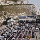 Article thumbnail: DOVER, ENGLAND - JULY 22: Vehicles queue at the Port of Dover on July 22, 2022 in Dover, England. The Port of Dover declared a ???critical incident??? today as queues built up due to inadequate staffing at French immigration controls. They said travellers should leave six hours to clear security. (Photo by Dan Kitwood/Getty Images)