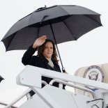 Article thumbnail: Vice President Kamala Harris boards Air Force Two, Monday, July 22, 2024 at Andrews Air Force Base, Md. (Erin Schaff/The New York Times via AP, Pool)