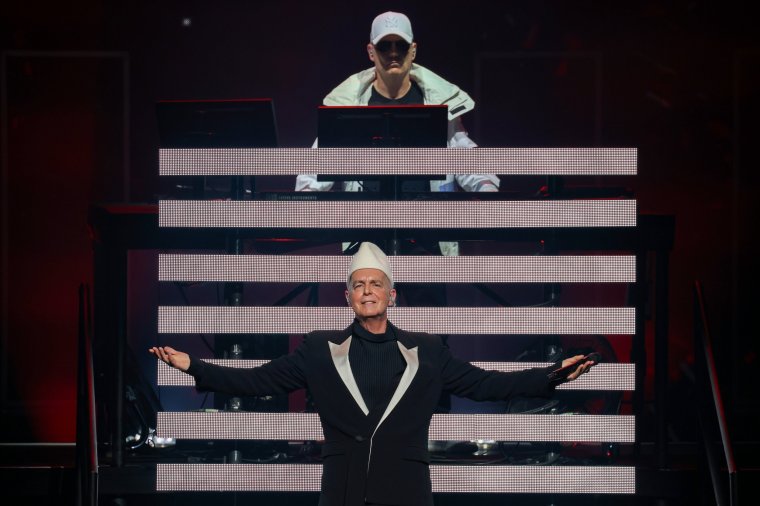 LONDON, ENGLAND - JULY 23: Neil Tennant and Chris Lowe of Pet Shop Boys perform live on stage during their 'Dreamworld: The Greatest Hits Live' production at The Royal Opera House on July 23, 2024 in London, England. (Photo by Simone Joyner/Getty Images)